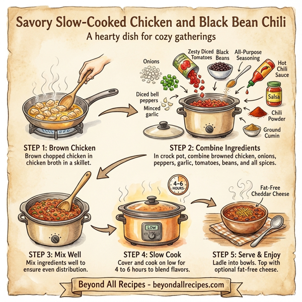 Savory Slow-Cooked Chicken and Black Bean Chili instructions