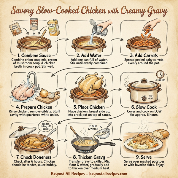 Savory Slow-Cooked Chicken with Creamy Gravy instructions