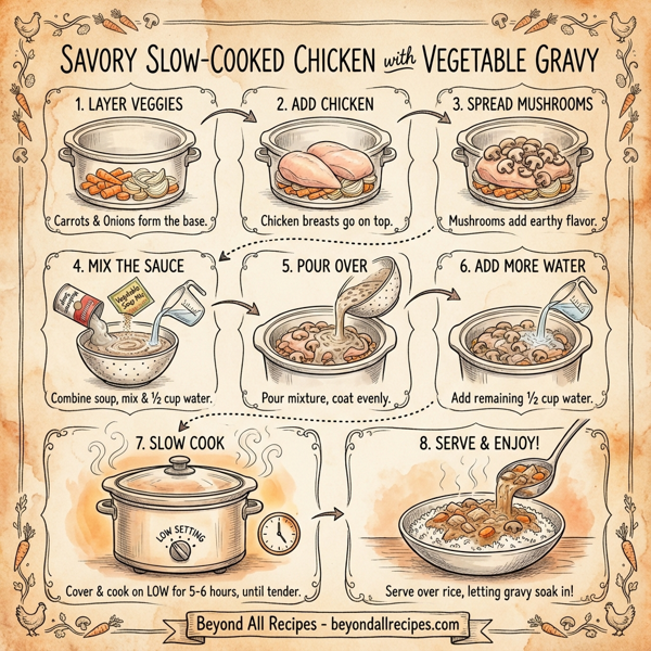 Savory Slow-Cooked Chicken with Vegetable Gravy instructions