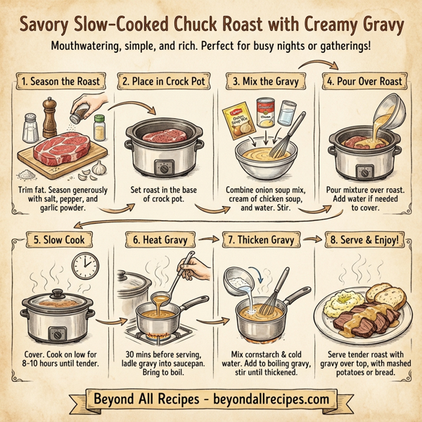 Savory Slow-Cooked Chuck Roast with Creamy Gravy instructions