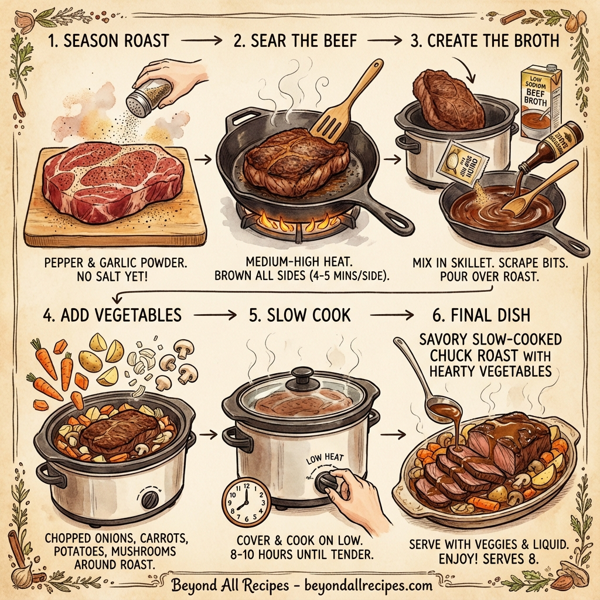 Savory Slow-Cooked Chuck Roast with Hearty Vegetables instructions