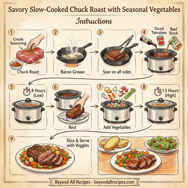 Savory Slow-Cooked Chuck Roast with Seasonal Vegetables instructions