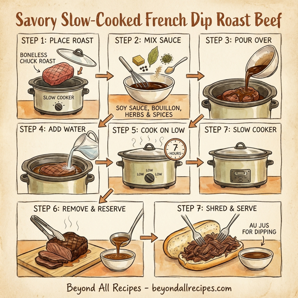 Savory Slow-Cooked French Dip Roast Beef instructions