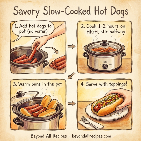 Savory Slow-Cooked Hot Dogs instructions