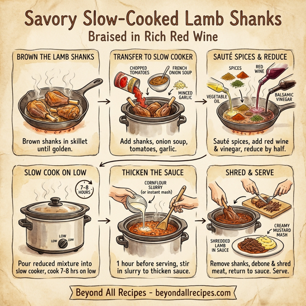 Savory Slow-Cooked Lamb Shanks Braised in Rich Red Wine instructions