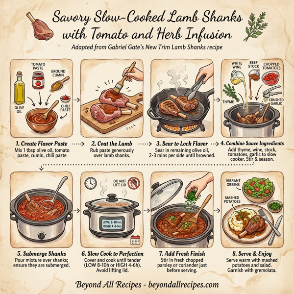 Savory Slow-Cooked Lamb Shanks with Tomato and Herb Infusion instructions