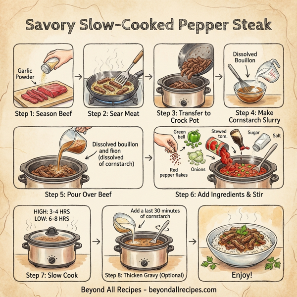 Savory Slow-Cooked Pepper Steak instructions