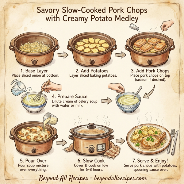 Savory Slow-Cooked Pork Chops with Creamy Potato Medley instructions