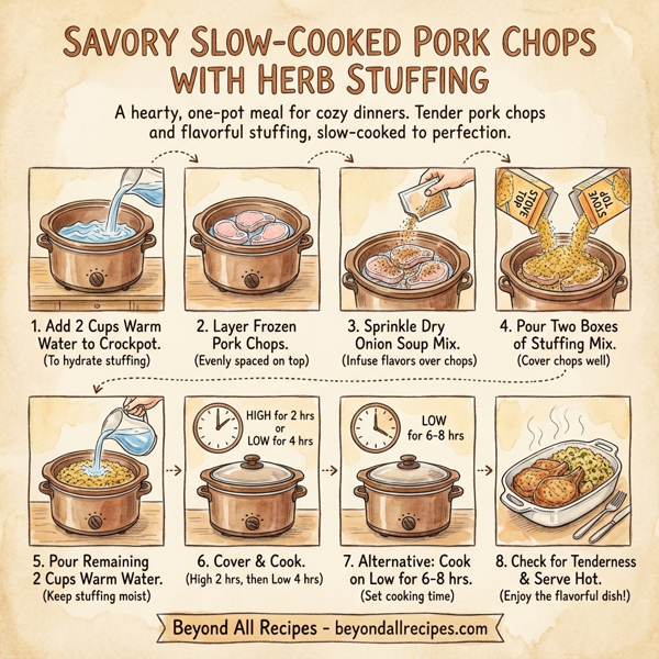 Savory Slow-Cooked Pork Chops with Herb Stuffing instructions