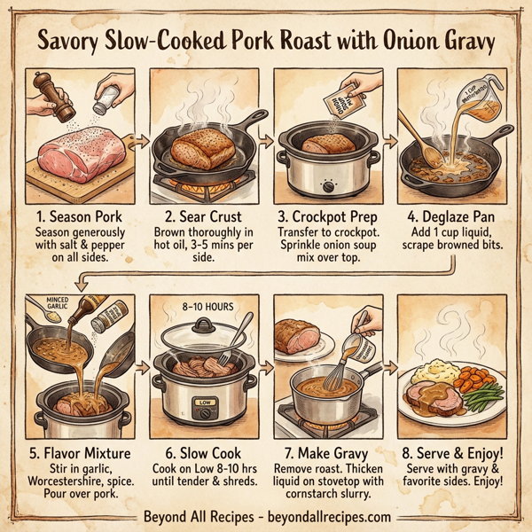 Savory Slow-Cooked Pork Roast with Onion Gravy instructions
