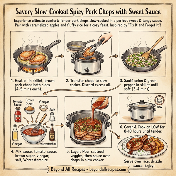 Savory Slow-Cooked Spicy Pork Chops with Sweet Sauce instructions
