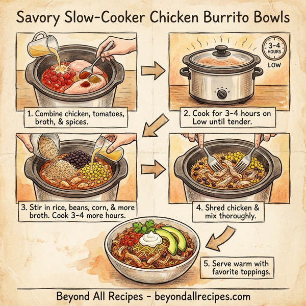 Savory Slow-Cooker Chicken Burrito Bowls instructions