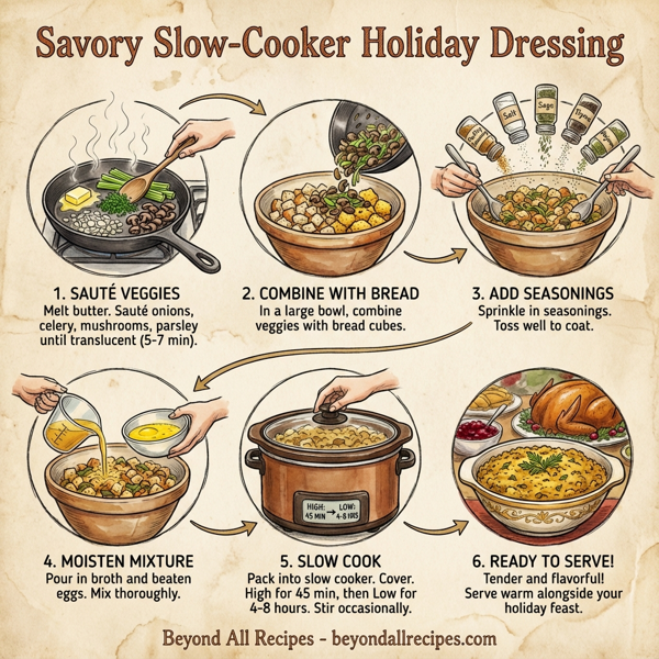 Savory Slow-Cooker Holiday Dressing instructions