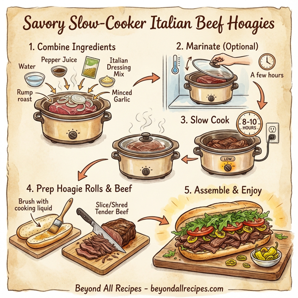 Savory Slow-Cooker Italian Beef Hoagies instructions