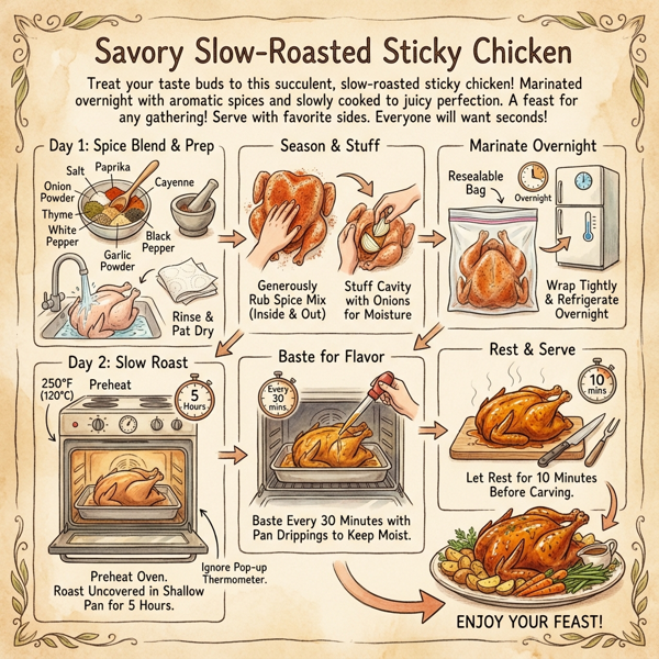 Savory Slow-Roasted Sticky Chicken instructions