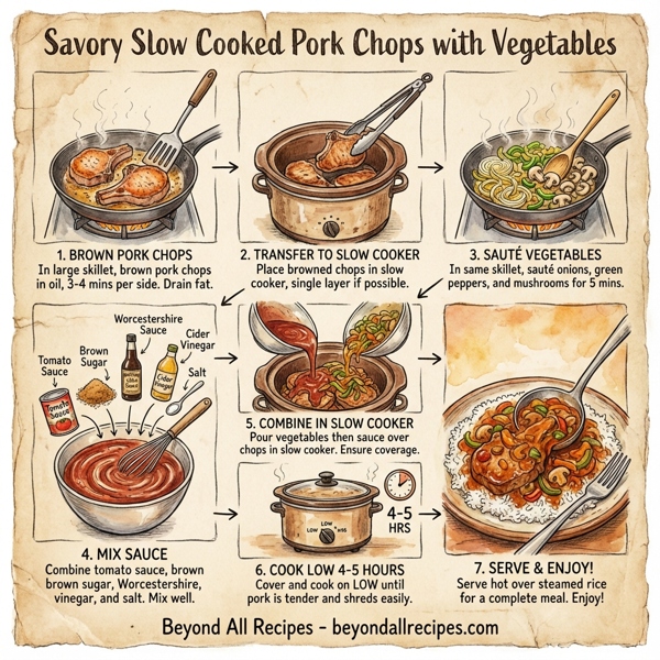 Savory Slow Cooked Pork Chops with Vegetables instructions