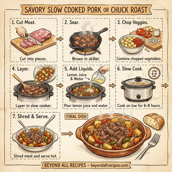 Savory Slow Cooked Pork or Chuck Roast instructions