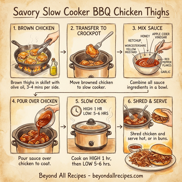 Savory Slow Cooker BBQ Chicken Thighs instructions