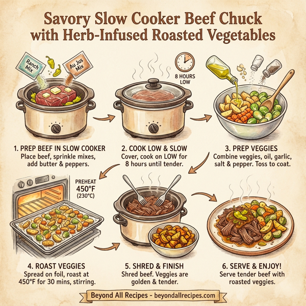 Savory Slow Cooker Beef Chuck with Herb-Infused Roasted Vegetables instructions