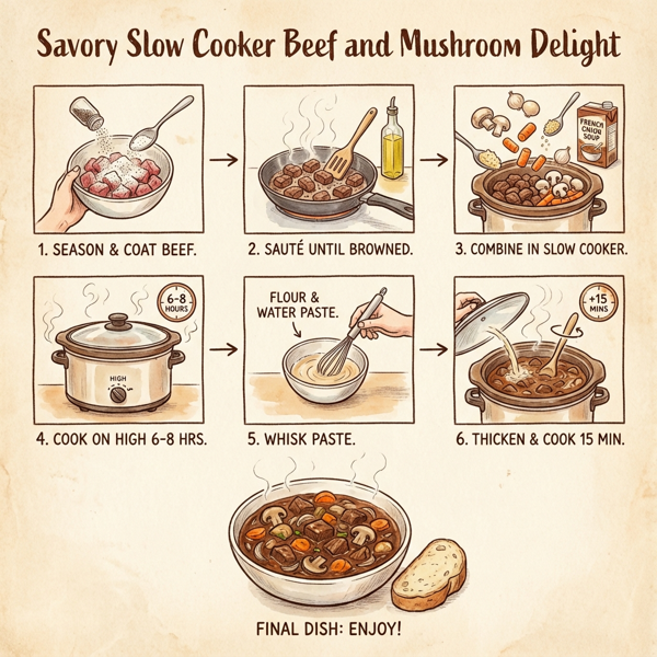 Savory Slow Cooker Beef and Mushroom Delight instructions