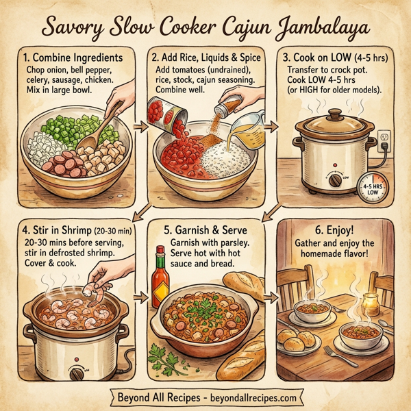 Savory Slow Cooker Cajun Jambalaya instructions