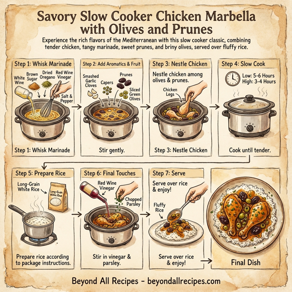 Savory Slow Cooker Chicken Marbella with Olives and Prunes instructions