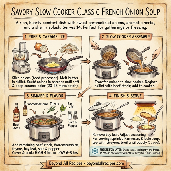 Savory Slow Cooker Classic French Onion Soup instructions