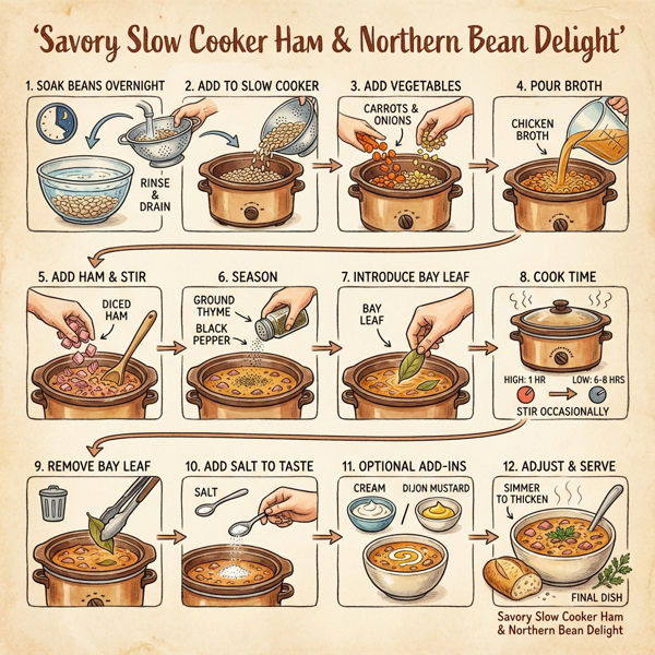 Savory Slow Cooker Ham & Northern Bean Delight instructions