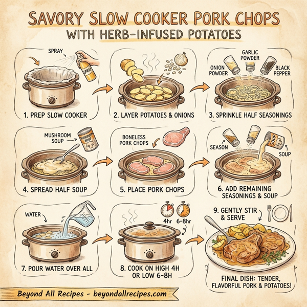 Savory Slow Cooker Pork Chops with Herb-Infused Potatoes instructions
