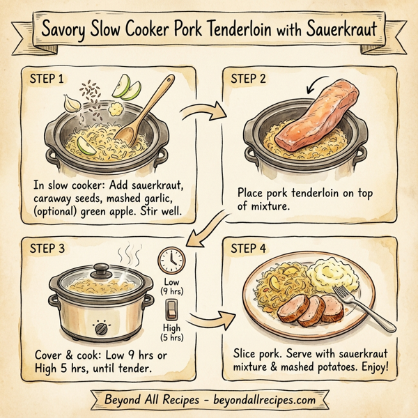Savory Slow Cooker Pork Tenderloin with Sauerkraut instructions