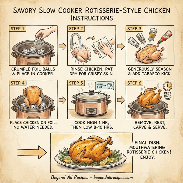 Savory Slow Cooker Rotisserie-Style Chicken instructions