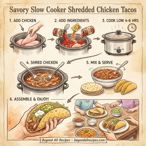 Savory Slow Cooker Shredded Chicken Tacos instructions