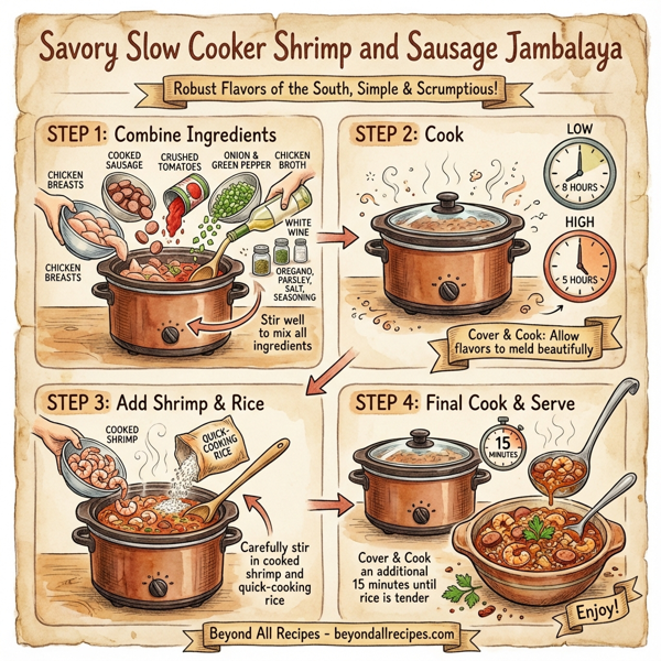 Savory Slow Cooker Shrimp and Sausage Jambalaya instructions