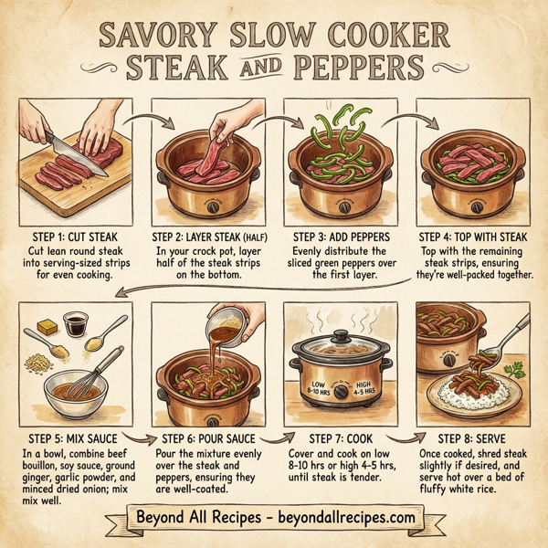 Savory Slow Cooker Steak and Peppers instructions
