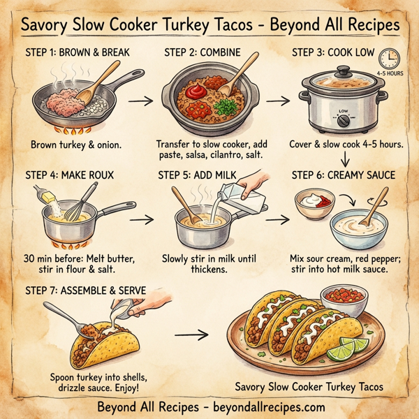 Savory Slow Cooker Turkey Tacos instructions