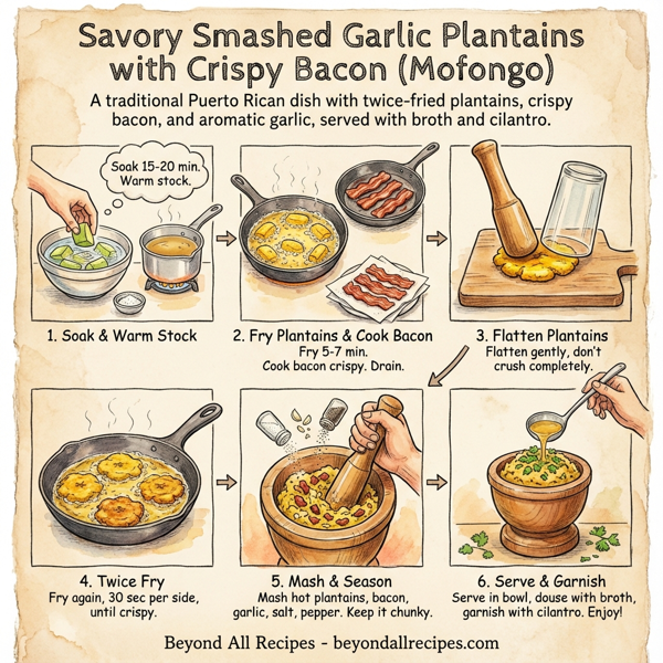 Savory Smashed Garlic Plantains with Crispy Bacon instructions