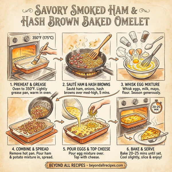 Savory Smoked Ham & Hash Brown Baked Omelet instructions