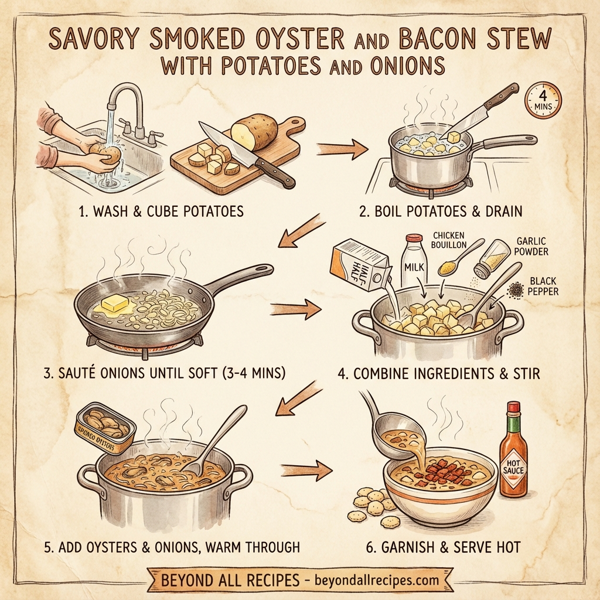 Savory Smoked Oyster and Bacon Stew with Potatoes and Onions instructions