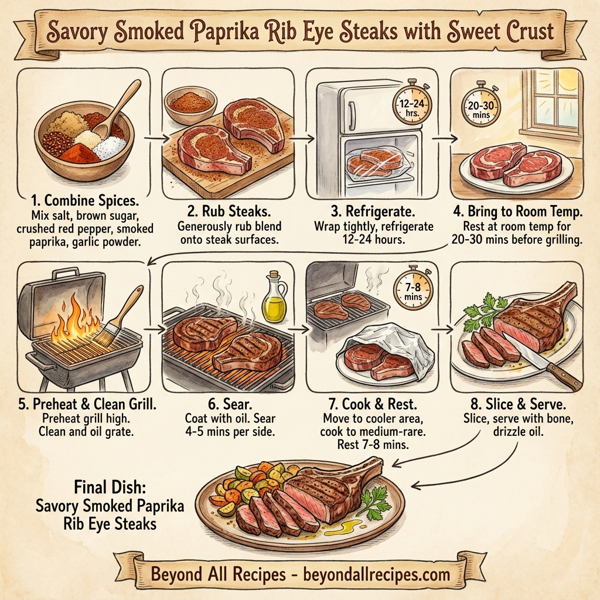 Savory Smoked Paprika Rib Eye Steaks with Sweet Crust instructions