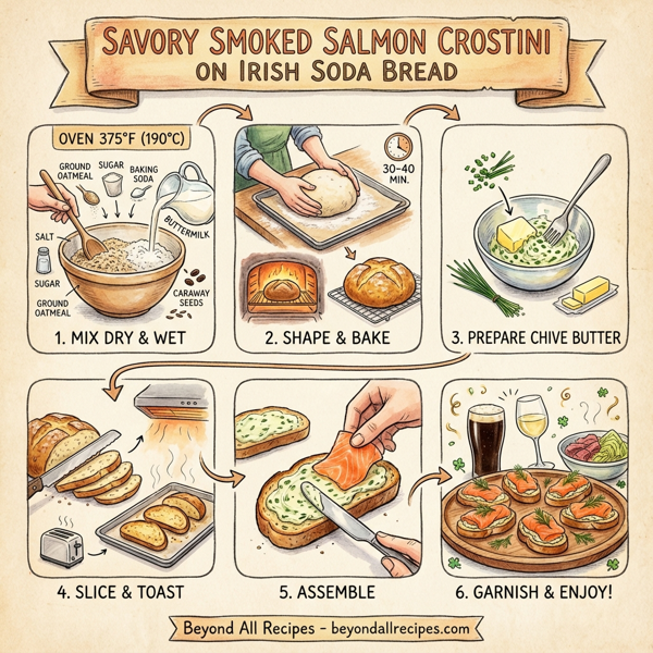 Savory Smoked Salmon Crostini on Irish Soda Bread instructions