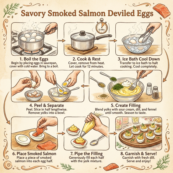 Savory Smoked Salmon Deviled Eggs instructions