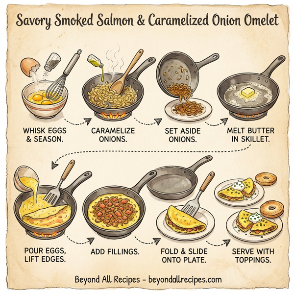 Savory Smoked Salmon & Caramelized Onion Omelet instructions