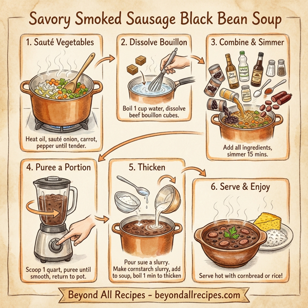 Savory Smoked Sausage Black Bean Soup instructions