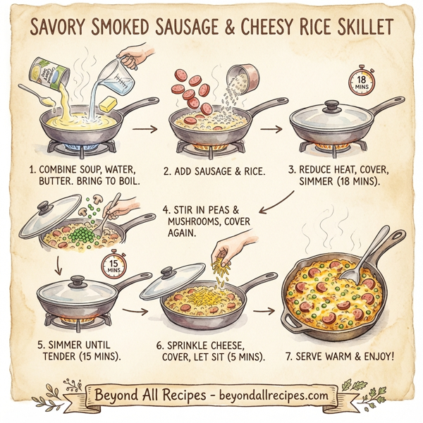 Savory Smoked Sausage & Cheesy Rice Skillet instructions