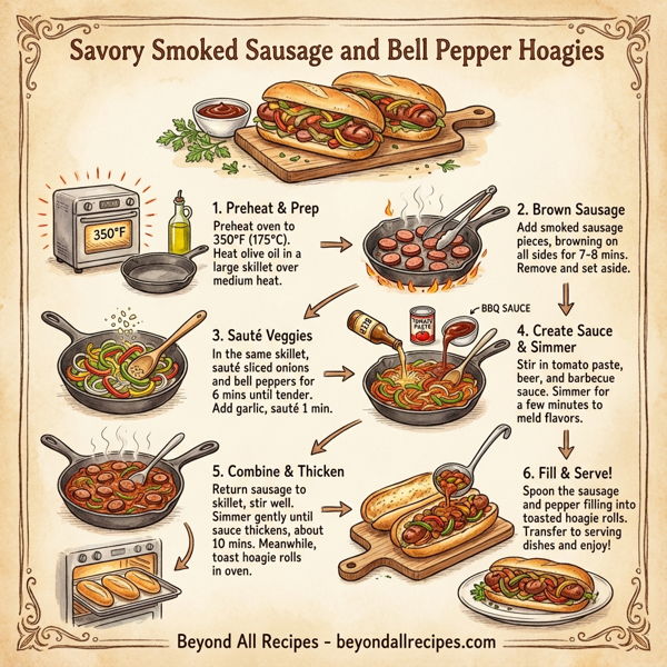 Savory Smoked Sausage and Bell Pepper Hoagies instructions