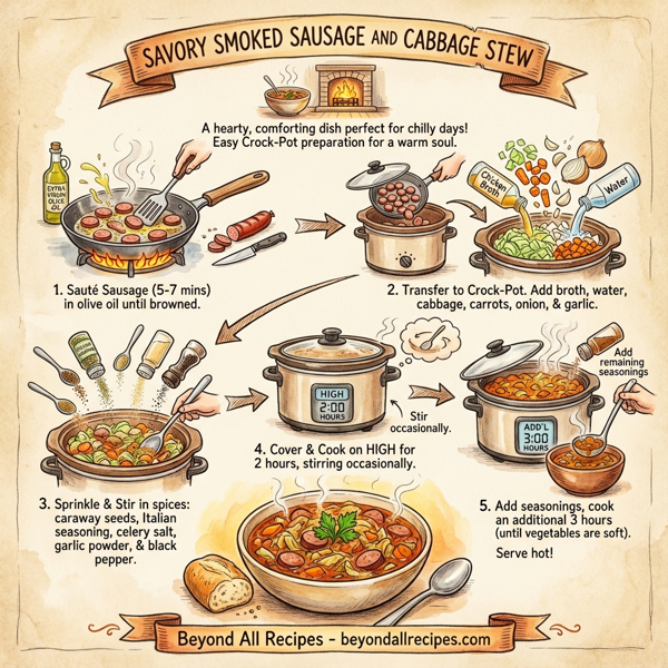 Savory Smoked Sausage and Cabbage Stew instructions