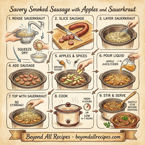 Savory Smoked Sausage with Apples and Sauerkraut instructions