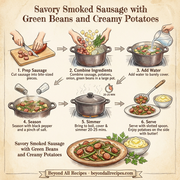 Savory Smoked Sausage with Green Beans and Creamy Potatoes instructions