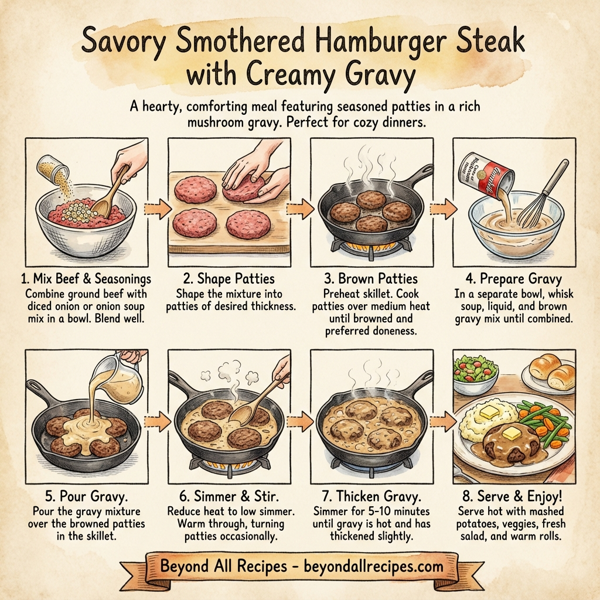 Savory Smothered Hamburger Steak with Creamy Gravy instructions