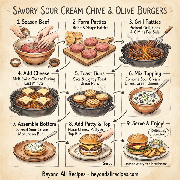Savory Sour Cream Chive & Olive Burgers instructions